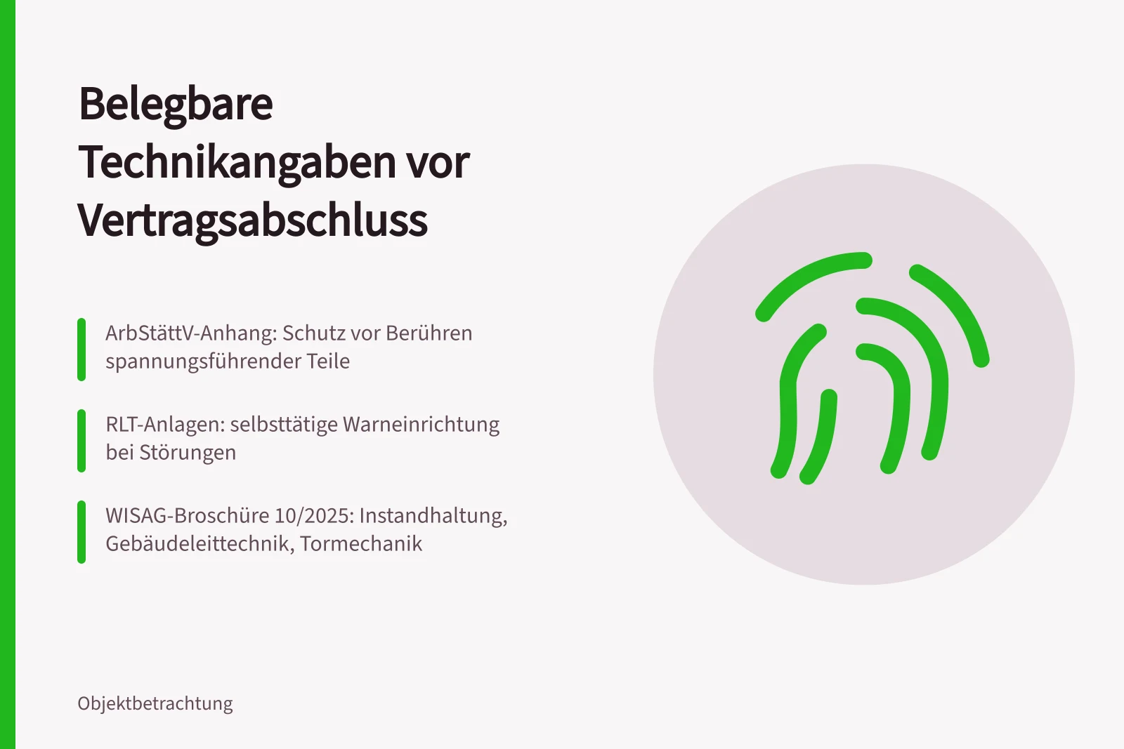 Prüfliste zu Anschluss- und Technikdaten vor Vertragsabschluss