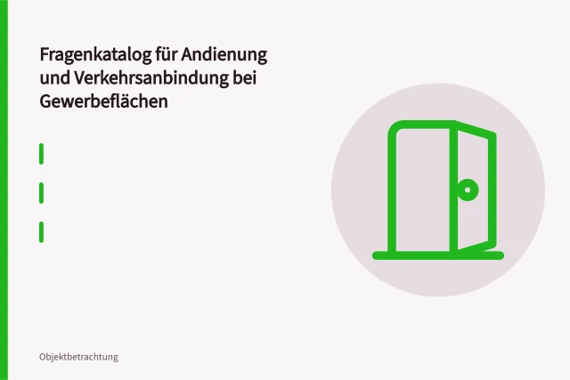 Laderampe am Gewerbegebäude mit wartendem Lkw und getrenntem Fußweg. Fragenkatalog für Andienung und Verkehrsanbindung bei Gewerbeflächen