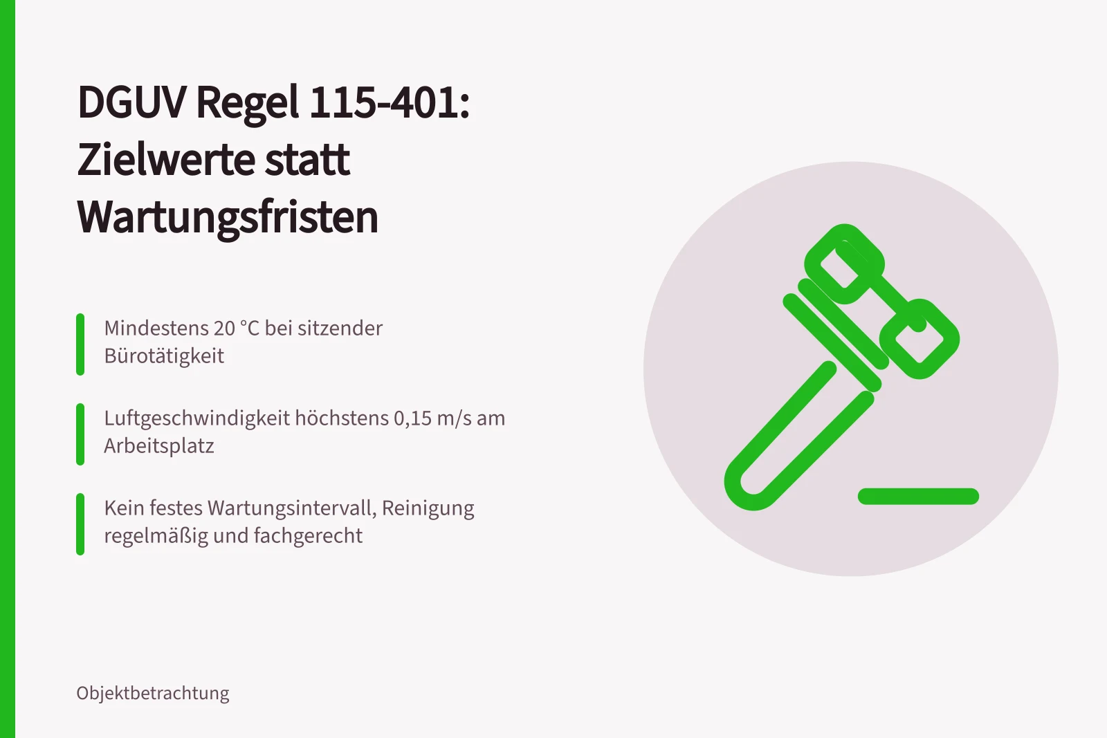 DGUV Regel 115-401 mit Zielwerten für Büroraumluft und Wartung