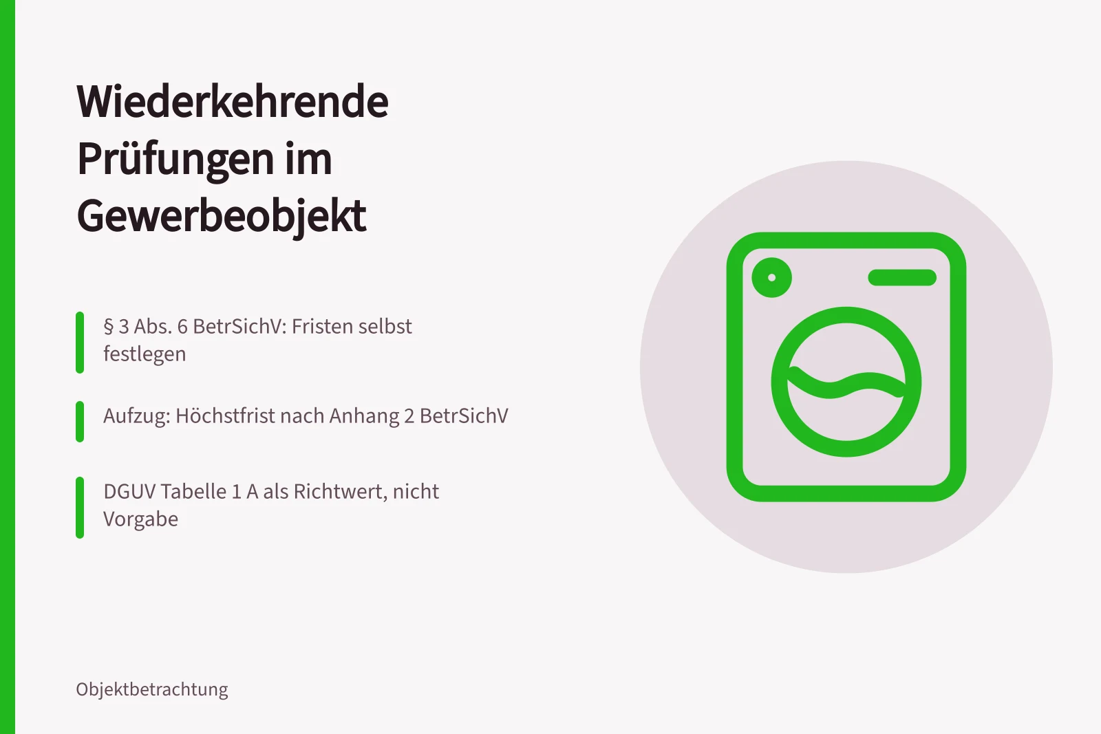Prüffristen für Aufzüge, elektrische Anlagen und Betriebsmittel im Gewerbeobjekt