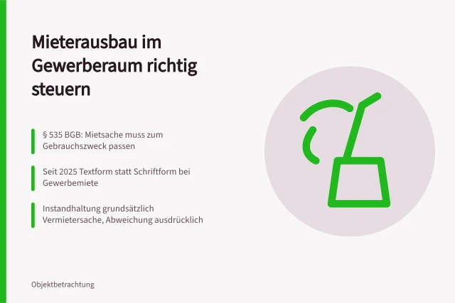 Vertragsklauseln zum Mieterausbau im Gewerberaummietrecht. Welche Vertragspunkte steuern den Mieterausbau im Gewerberaummietrecht?