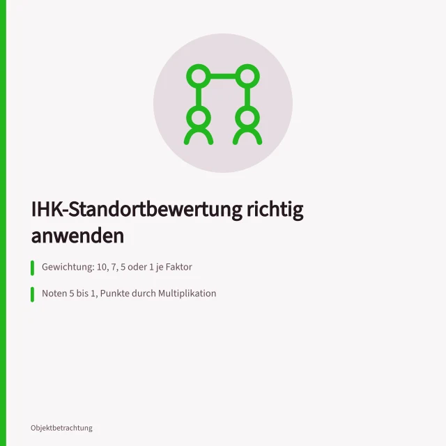 IHK-Standortbewertungstabelle mit Gewichtungen, Noten und Punkten für Standortvergleich. Wie nutze ich die IHK-Standortbewertungstabelle richtig?