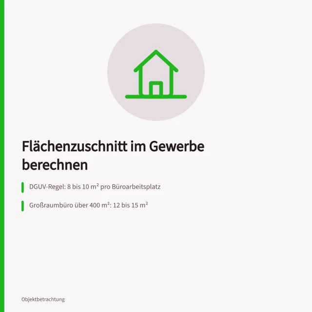 Karte zu Messwerten für den Flächenzuschnitt im Gewerbe. Zentrale Messwerte für den Flächenzuschnitt im Gewerbe